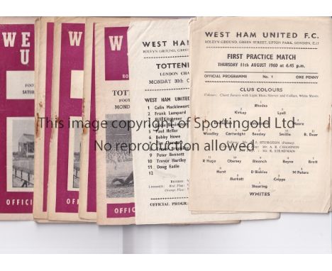 WEST HAM    A collection of 100 West Ham home programmes 1958-1971 all 1st Team games other than single sheet  v Tottenham (L