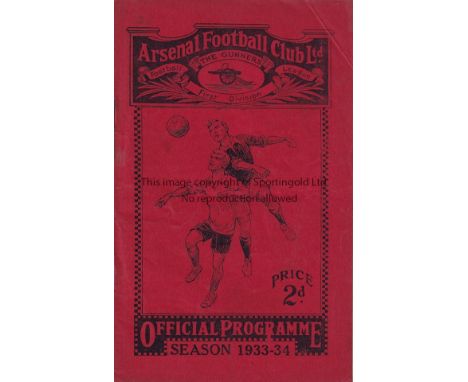 ARSENAL V CHELSEA 1933      Programme for the League match at Arsenal 16/12/1933, slightly rusty staples and scorers entered.