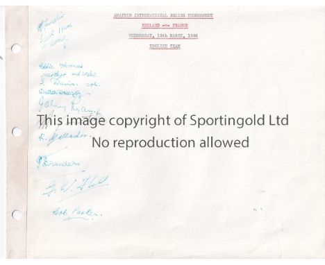 AMATEUR BOXING AUTOGRAPHS 1946       A white sheet from the Wembley Stadium autograph book, headed Amateur International Boxi