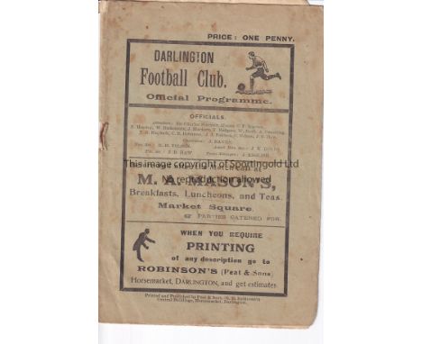 DARLINGTON / CREWE    Single sheet programme Darlington v Crewe Alexandra August 30th 1947. Light folds with a team change in