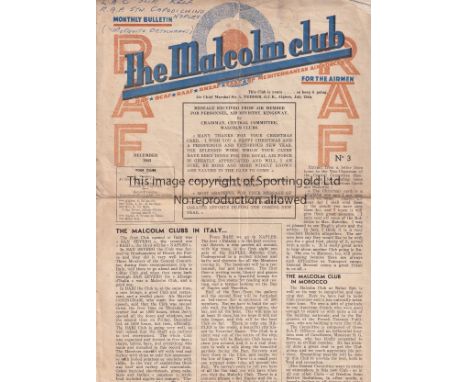 WARTIME 1943  Very scarce issue of "The Malcolm Club" wartime monthly bulletin for the RAF airmen in the  Mediterranean. Date