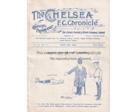 CHELSEA / WOLVES / FULHAM / WEST HAM    Chelsea home Programme covering Chelsea v Wolverhampton Wanderers 13th April 1907 and