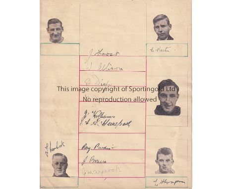ARSENAL 1928/29           Autographed page 8x7 signed in ink by 12 players inc Cliff Bastin in his 1st year at the club, Lamb