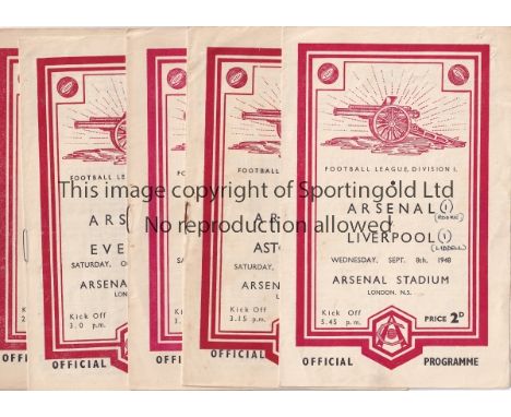 ARSENAL 1948/9      Seventeen home League programmes for season 1948/9 missing Stoke City, Wolves, Man. Utd. and Chelsea. Thr