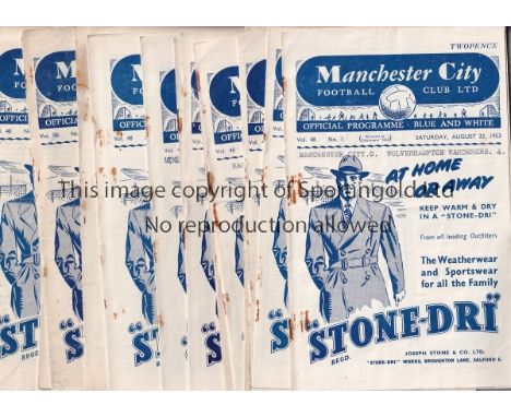 MANCHESTER CITY 53-4   Eighteen Manchester City home League programmes , 53-54 , all except v Liverpool, Tottenham and Charlt