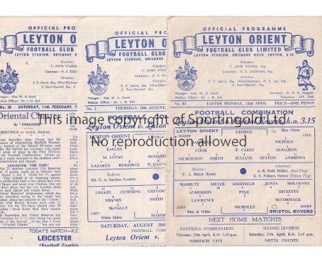 ORIENT     A collection of 10 Leyton Orient Home programmes - Bristol Rovers Reserves 1956/57 (single sheet) , Chelsea Reserv