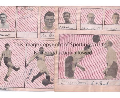 MANCHESTER CITY 1928-29   Two album pages measuring 8" x 7" with cut-outs individually signed by 11 Manchester City players i