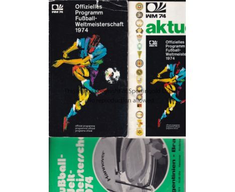 WORLD CUP 1974   A collection of 9 items from the 1974 World Cup to include both Official programmes (144 &amp; 46 Pages), on