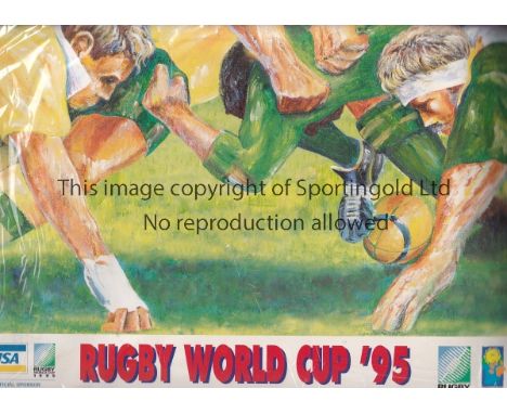 RUGBY WORLD CUP 1995   Held in South Africa, large official Rugby World Cup Folder re tour arranged by Gulliver Travel. Inclu