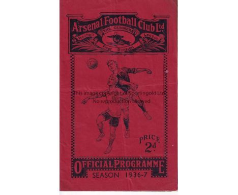 ARSENAL - MAN UTD 1937   Arsenal home programme  v Manchester United, 30/1/1937, Cup, folds, slight wear.  Fair-generally goo
