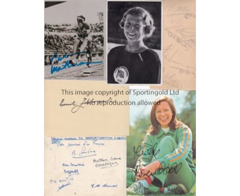 ATHLETICS     Collection of autographs on various cut out pictures, album pages, postcards etc including Olymmpic Gold medall
