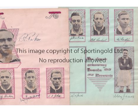 ARSENAL 1929-30  Two pages with cut-outs affixed of the 1930 Arsenal cup-winning team (Individual players), each picture bein