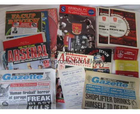 ARSENAL MISCELLANY       A collection of over 50 items including 33 home programmes 1968 - 2006 including 4 European homes 19