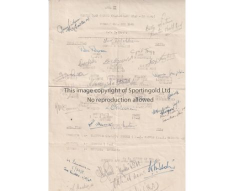 WARTIME - INDIA       Very rare large sheet 14 x 9 dated 6/11/1945  for match played at Castle Camp ground Hazaribagh Road, m