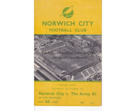 NORWICH CITY V THE ARMY 1956 / DUNCAN EDWARDS        Programme for the Friendly at Norwich 31/10/1956. The Army team included