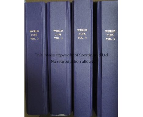 WORLD CUP BINDERS     Four binders made by DJ Bookbinders with gold lettering World Cups Vol 2, 3, 4 and 5. Some wear.     Fa