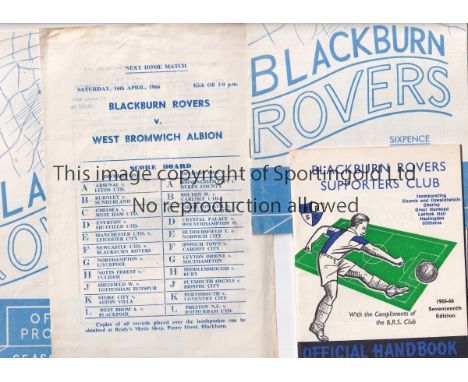 BLACKBURN    A collection of 30 Blackburn Rovers home programmes from the 1965/66 season to include all 21 League and 4 FA Cu