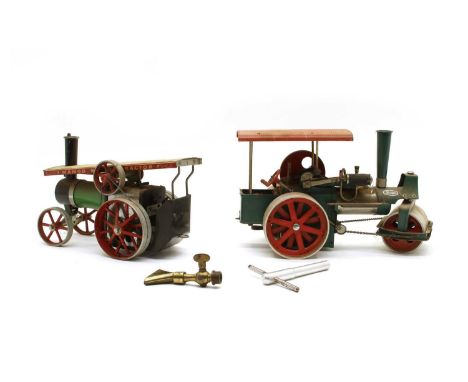 A Wilesco 'Old Smoky' steam roller, 32cm long, together with a Mamod TE1A traction engine, 25cm long (2)Condition report: Bot