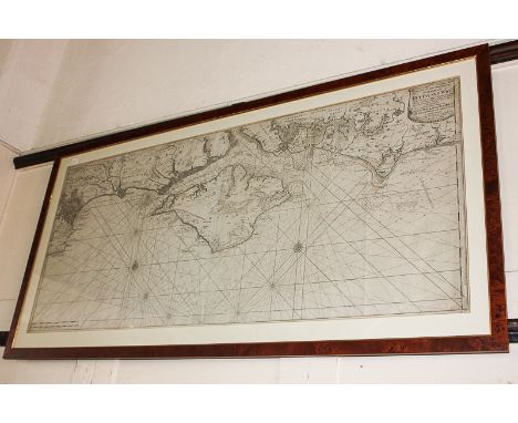 Joseph Van Kenlen, an 18th century map of the Isle of Wight and coastlines of Sussex, Hampshire and Dorset from Selsey to Poo