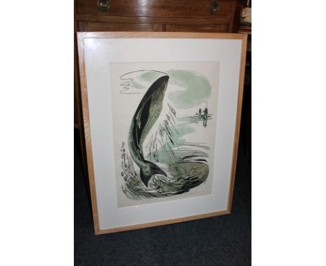Gertrude Hermes RA (1901-1983), fish on a line 'Remote Control', lino cut print, signed and titled in pencil, dated 1949, num