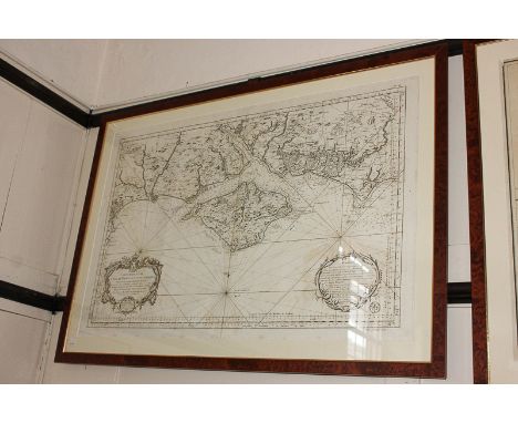 Belin, an 18th century French map of the Isle of Wight, including surrounding areas from Selsey Bill to Poole Harbour, with c