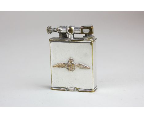 A Parker Beacon silver plated cigarette lighter with RAF badge to front, the reverse inscribed Eileen 18.10.35