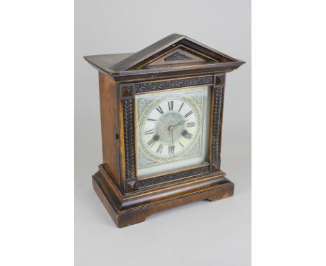 A German HAC mantel clock with highly decorated painted case, carved decoration to case, with fourteen day movement striking 