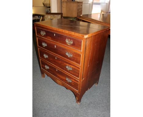 A Georgian style small chest of four graduated drawers, on bracket feet (a/f), 66cm