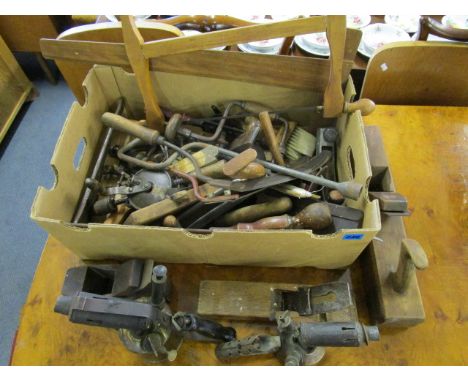 A quantity of mixed woodworking and other vintage tools