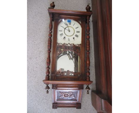 A Victorian mahogany wall clock, 37 1/4 h