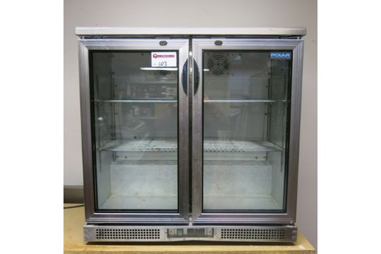 Polar Stainless Steel 2 Door Glass Undercounter Display Fridge Model Ce206 Size H 92cm X W 92