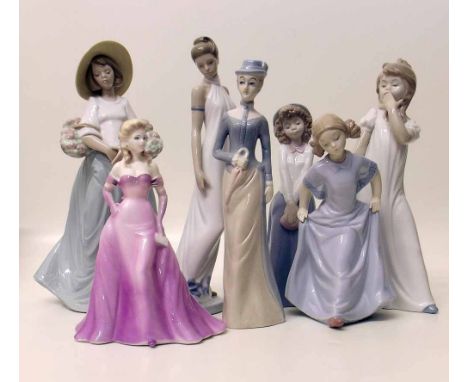 Five nao (by Lladro) figures, one other also a Coalport lady. Condition report: see terms and conditions