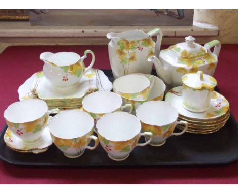 Grafton floral art deco tea service. Condition report: see terms and conditions