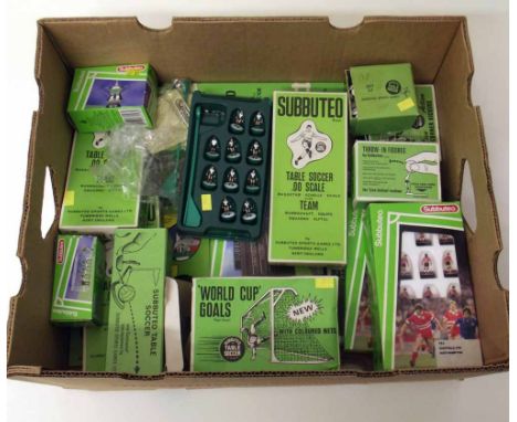 Collection of Subbuteo football toys including seven teams, goals and scenery. Condition report: see terms and conditions