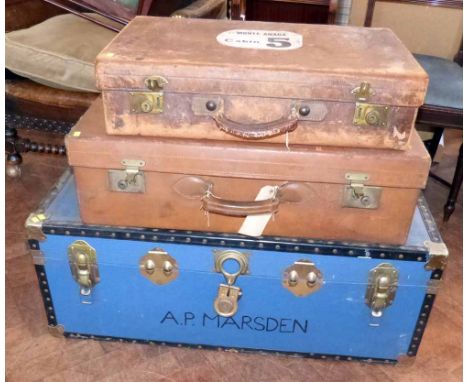 Leather suitcase (label Monte Anaga Cabin 5), one other case and trunk. Condition report: see terms and conditions