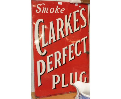Enamel sign 'Smoke Clarkes Perfect Plug'