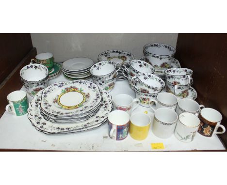 SECTION 2. A Melba bone china part tea set together with three Royal Doulton 'Platinum' pattern coffee cans and saucers and v