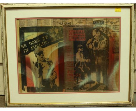 Pietro Psaier (1936-2004) . A print 'NME Series Hard Rock Hotel VI', on fruitwood, signed and Pietro Psaier '77. 40.5 x 57 cm
