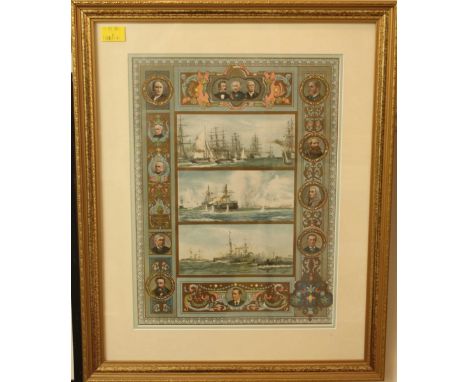William Lionel Wylie RA (1851-1931), "The Queen's Jubilee," three small individual marine scenes with old wooden three-mast n