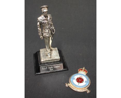 A modern silver gilt and enamel West Lancashire(B) 611 Squadron VR badge, together with a silver plated model of a 1944 RAF S