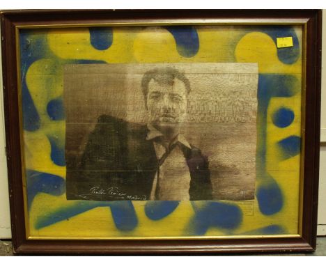 Pietro Psaier (1936-2004) . An artists print proof of Joe Strummer - Movie Star in Spain, on fruitwood, signed Pietro Psaier,