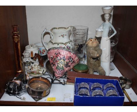 SECTION 17. A collection of assorted glass and china, including a Japanese Satsuma koro, a Beswick dog, crested china, silver