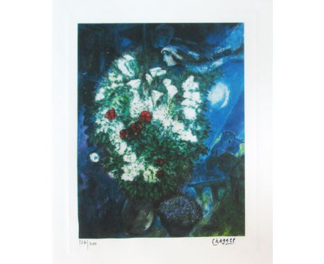 MARC CHAGALL (French-Russian, 1887-1985), 'Bouquet Flying Loves', lithograph in colours, 34.5cm x 26.5cm, numbered 126/300, s