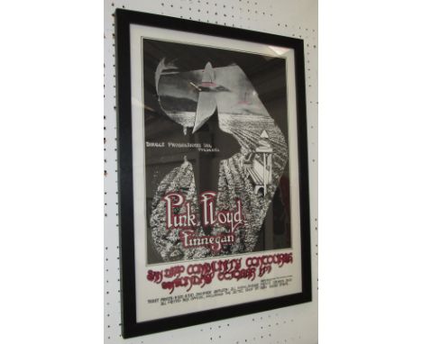 PINK FLOYD 1971 SAN DIEGO CONCERT POSTER, by R. Tuten, 20.5cm x 14cm, framed.  