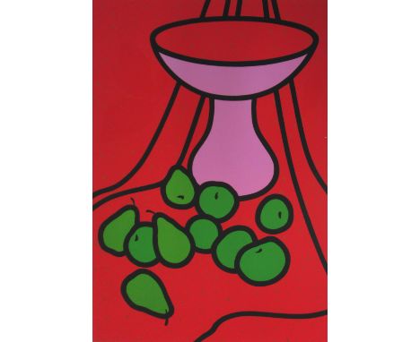 PATRICK CAULFIELD (British, 1936-2005), 'Fruit and Bowl', 79/80, lithograph on canvas, 90cm x 70cm, signed in the plate, fram