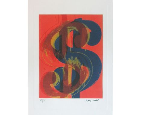 ANDY WARHOL,'Dollar sign', edition 164/500 lithograph, 35cm x 27cm, framed, signed in the stone.