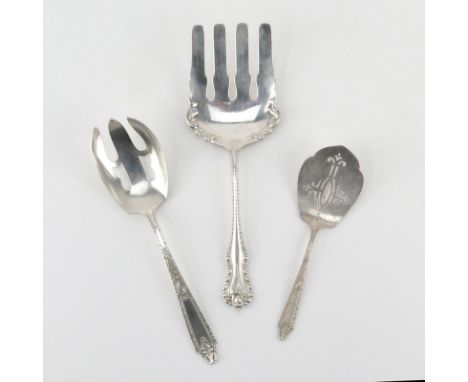 Grouping of Three (3) Sterling Silver Serving Pieces. Includes: Dominick & Haff asparagus fork, Whiting Manufacturing Co. pie