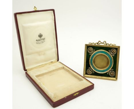 Early 20th Century Russian Nephrite Jade, Guilloche Enamel and 88 Silver Picture Frame with Rose Cut Diamond and Gem Stone ac