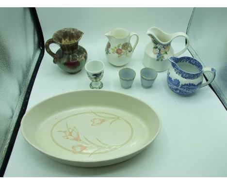 Wade Spring Bouquet Dish , West German Jug , Royal Doulton Marseilles Jug , Spode and Wedgwood ( chipped ) Jugs and 3 Egg Cup