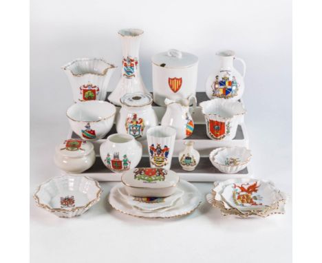 collectio of Wileman and Shelley  crested ware to include vases, hair tidy's, sweet dishes etc (24) 